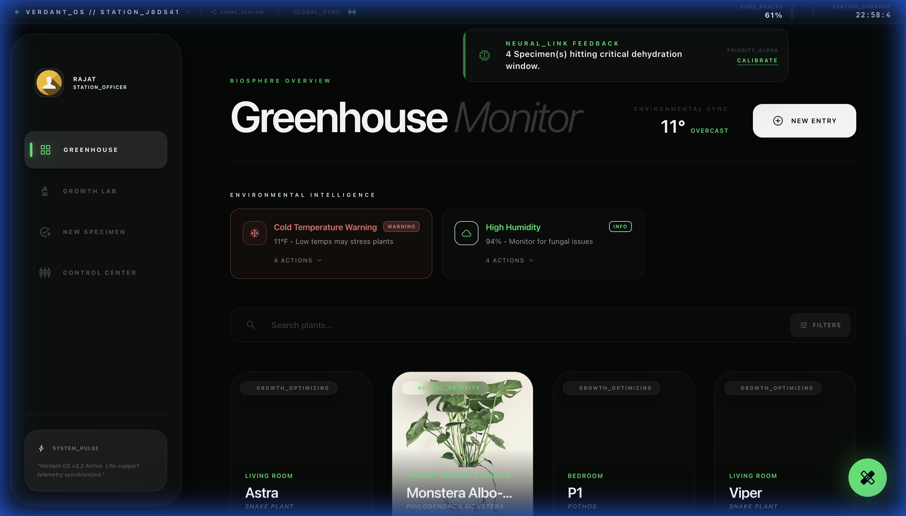 Greenhouse Monitor Dashboard